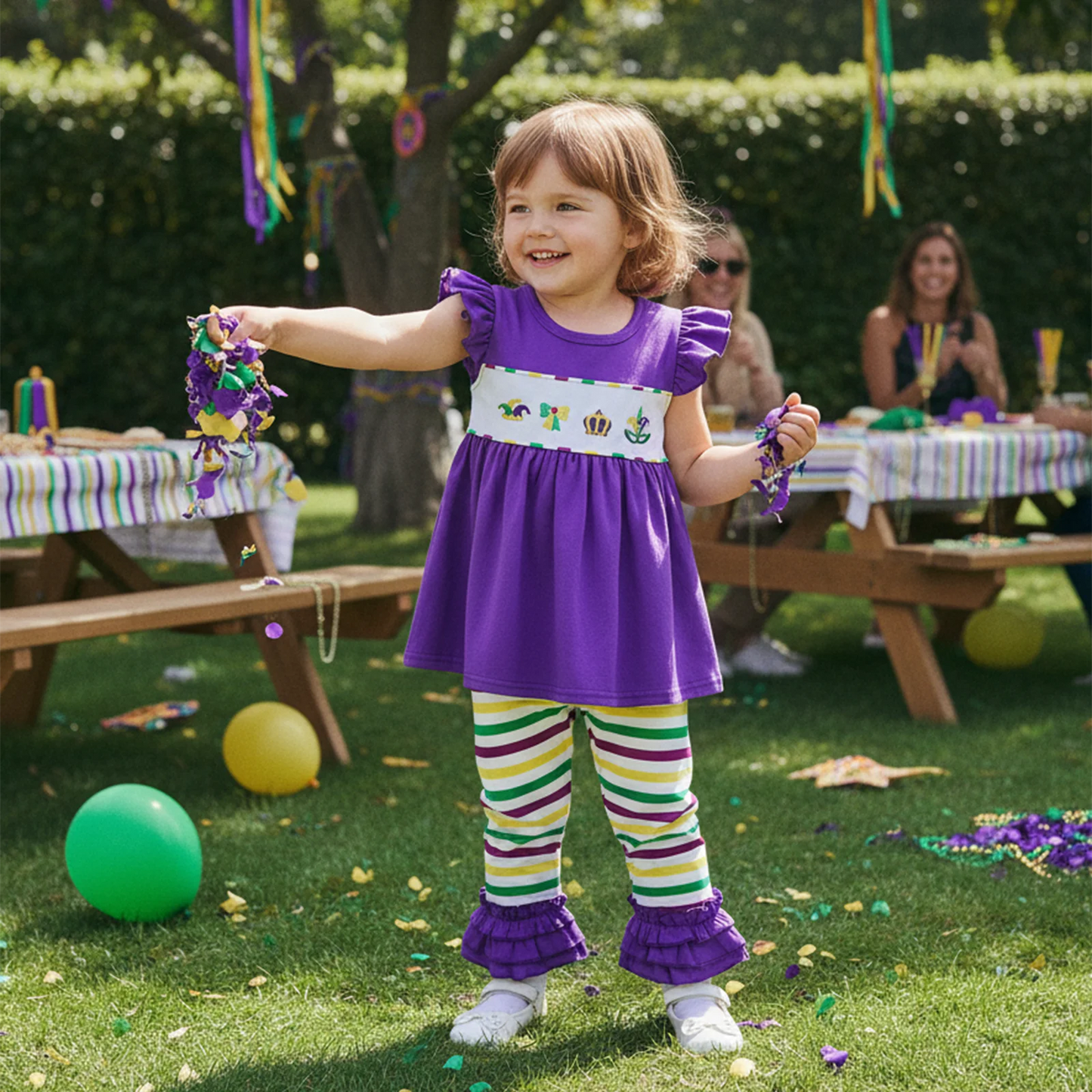 Baby Girls Spring Outfit Set - Ruffle Sleeve Dress Top & Flare Pants (0-3Y)