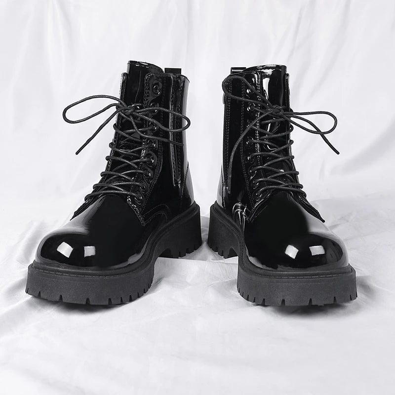 Men's Casual Platform Lace Up Chunky Ankle Boots