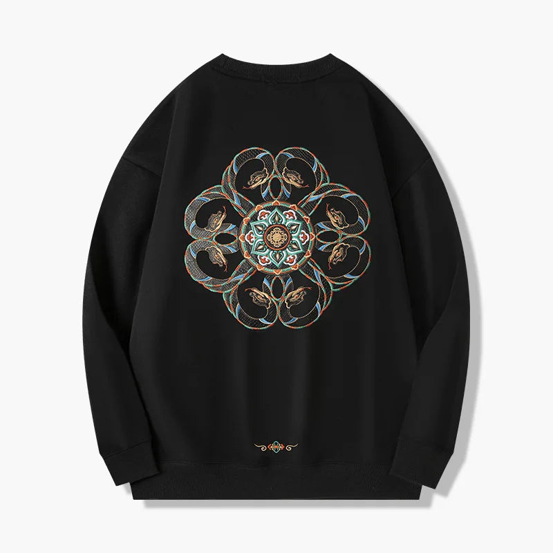 Snake Embroidery Crew Neck Sweater