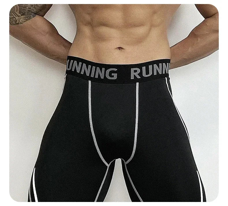 Men's Gym Compression Pants Quick Dry Reflector Sportswear Running Tights Fitness Training Sport Leggings