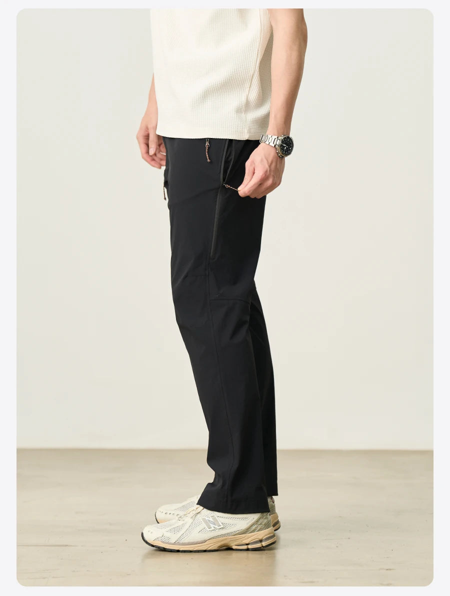 Men's Soft Shell Elastic Nylon Pants - 170gsm Loose Straight Trousers