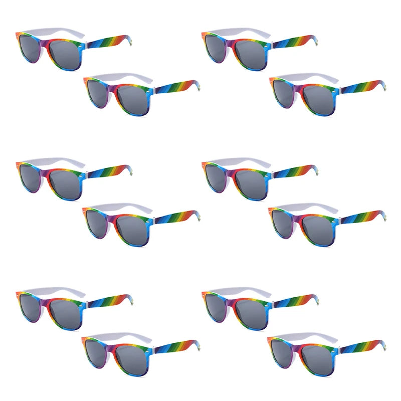 Rainbow Sunglasses Set - 12 Pairs Retro Square Fashion Decoration Eyewear Collection