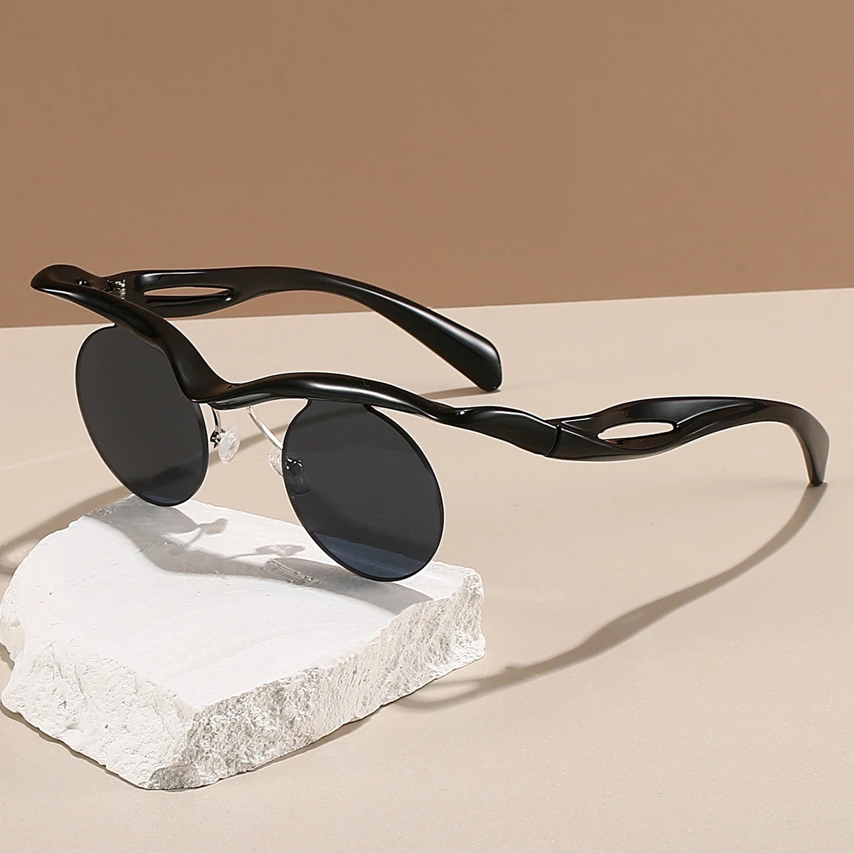 Unisex Irregular Semi-rimless Round Vintage Punk Anti UV Sunglasses