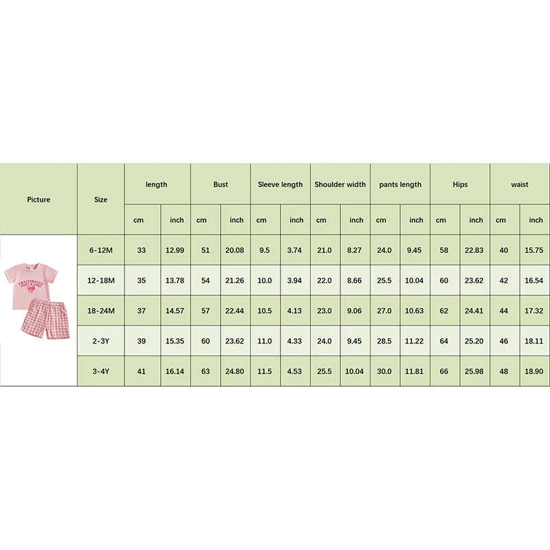 0-4Y Kids Girls Summer Clothes Sets 2pcs Outfits Short Sleeve Letter Bow Embroidery T Shirts Plaid Shorts Sets