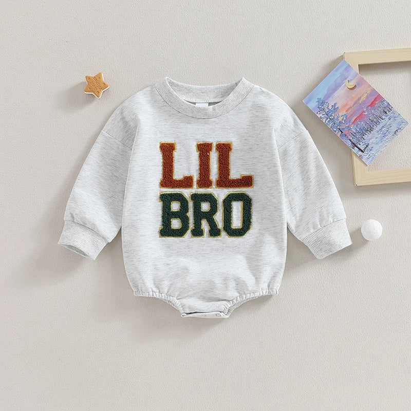 0-4Y Toddler Baby Boy Brother T Shirts/Romper Letter Embroidery Long Sleeve Autumn Sweatshirt/Jumpsuits