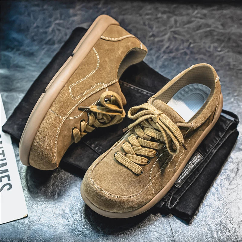 Men's Suede Leather Lace-up Casual Comfortable British Shoes