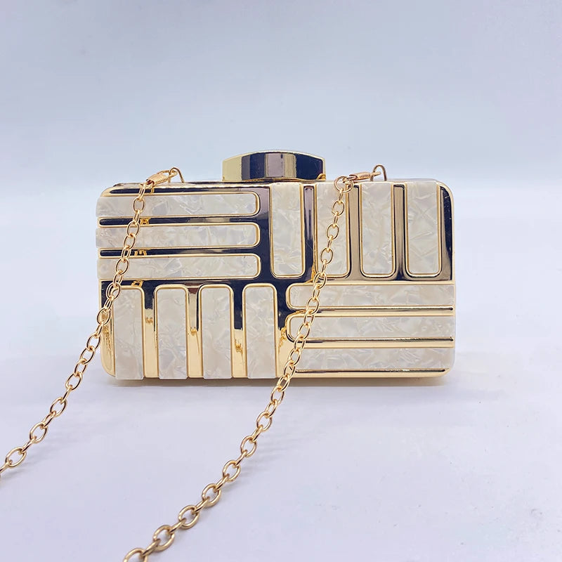 Women's Gold Clutch Purse Shoulder Crossbody Handbag
