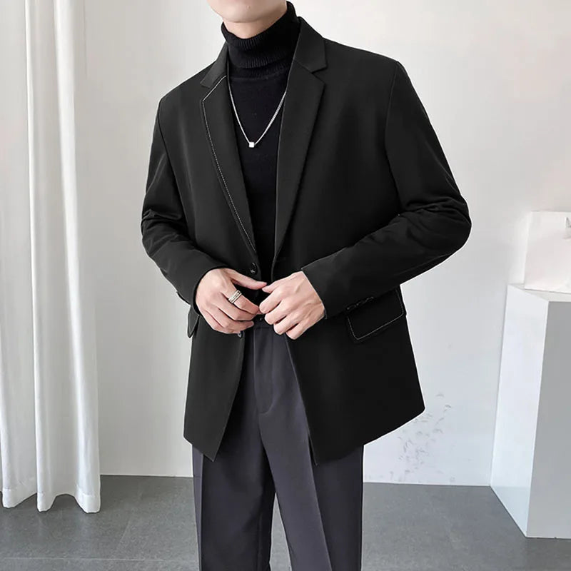 Men  Solid Colour Lapel Long Sleeve Button Casual Blazer