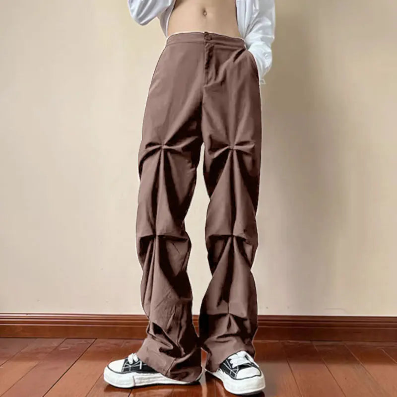 Men's Button Pleated Casual Trousers