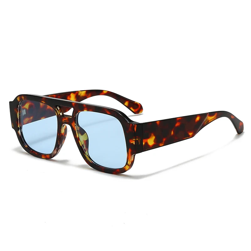 Unisex 1/4 Set Retro Large Frame Double Bridges Square Sunglasses