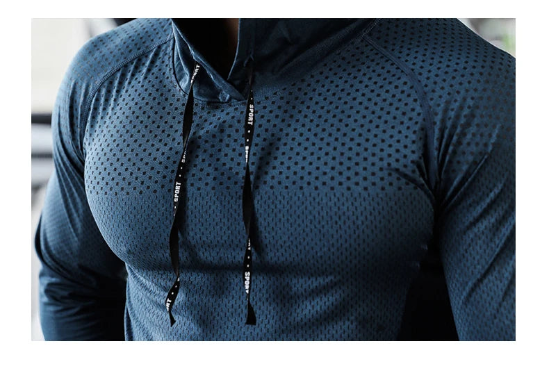 Men's Fitness Tracksuit Running Sport Hoodie Gym Hooded Outdoor Workout Athletic  Muscle Training Sweatshirt Top