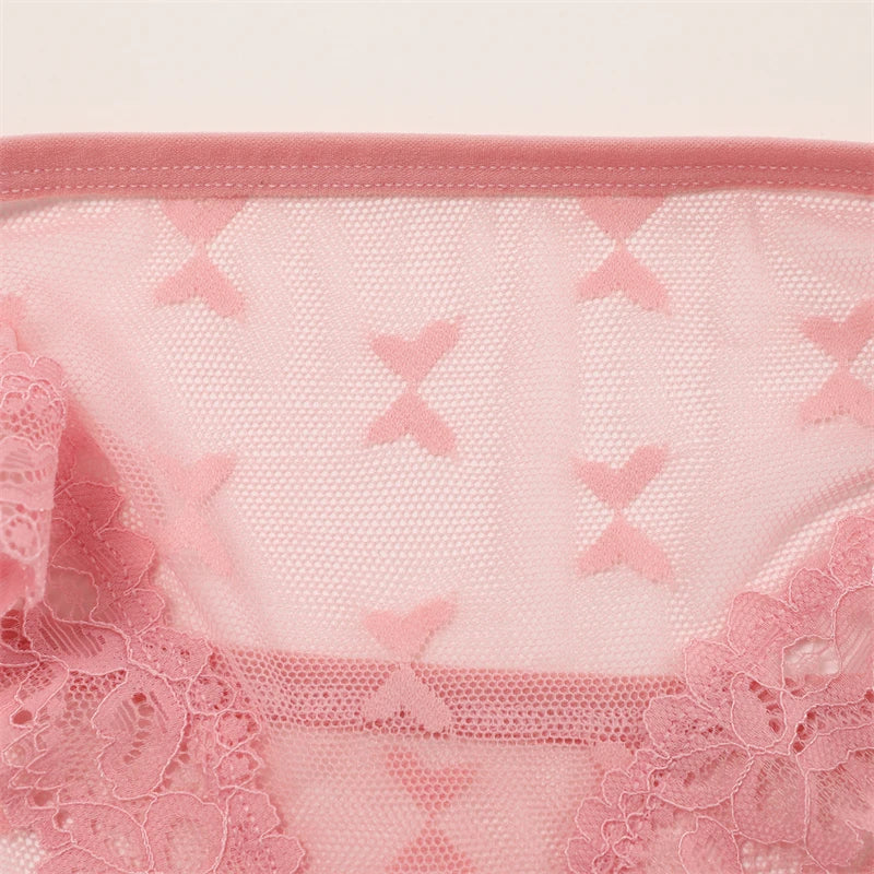 Women's Lace Underwear 3-Piece Set - Floral Hollow Out Briefs