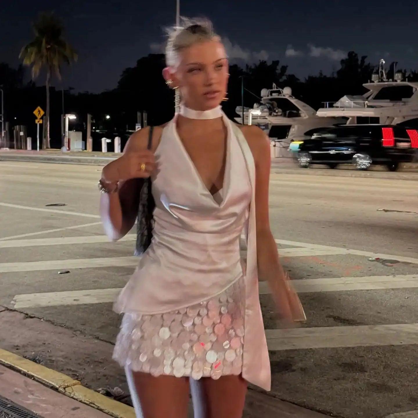 Women's Pearl Skirt Set A Line Skirt High Waist Beach Skirt Bandage Short Top Summer Beach Set