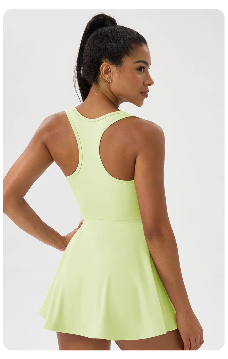 Women's Sleeveless Tennis Dress - Two Piece Fitness Yoga Set Quick Dry Athletic