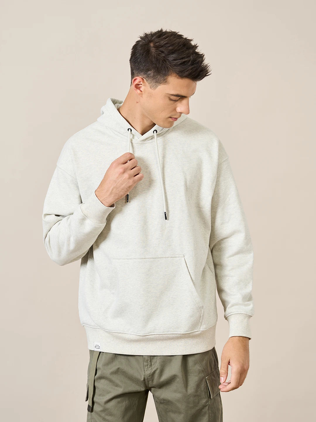 Men's Oversize 360g Fabric Washed Basic Pullover Sweatshirt Hoodie