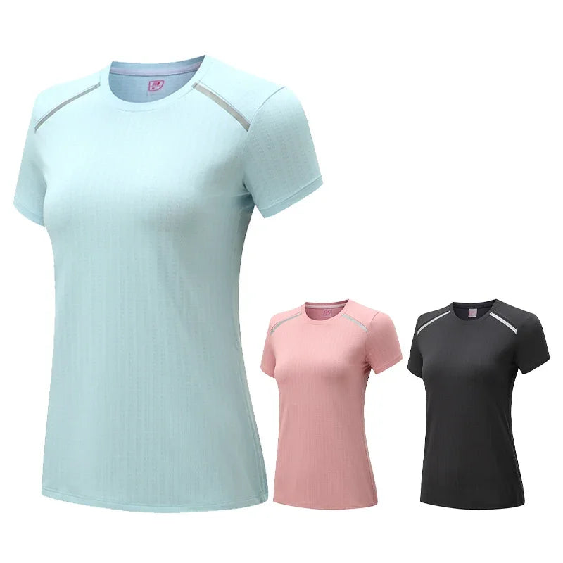 Women's Gym Jogging, Marathon Running Short Sleeve Outdoor Sports Fitness Sweatshirt Yoga Dry Fit T-Shirt