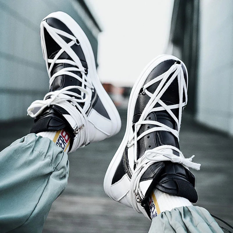 Men's Casual High-top Sports Strap Design Sneakers