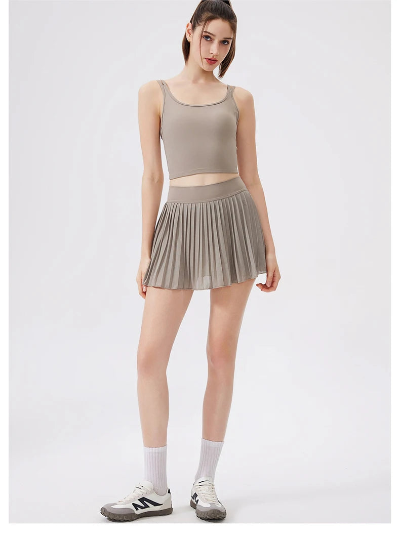 Women's Two-Piece Fitness Yoga Set - Summer Tennis Shorts & Top