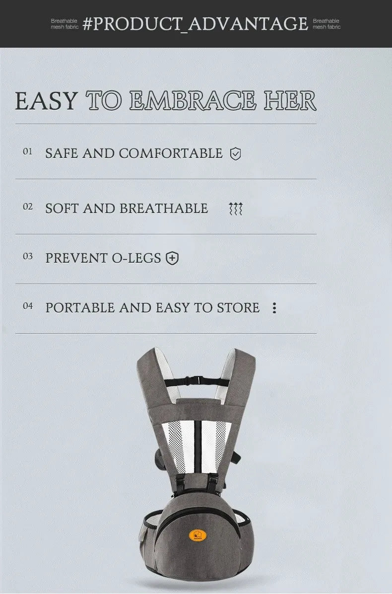 Baby Carrier with Hip Seat - Ergonomic Front & Back Carry Sling