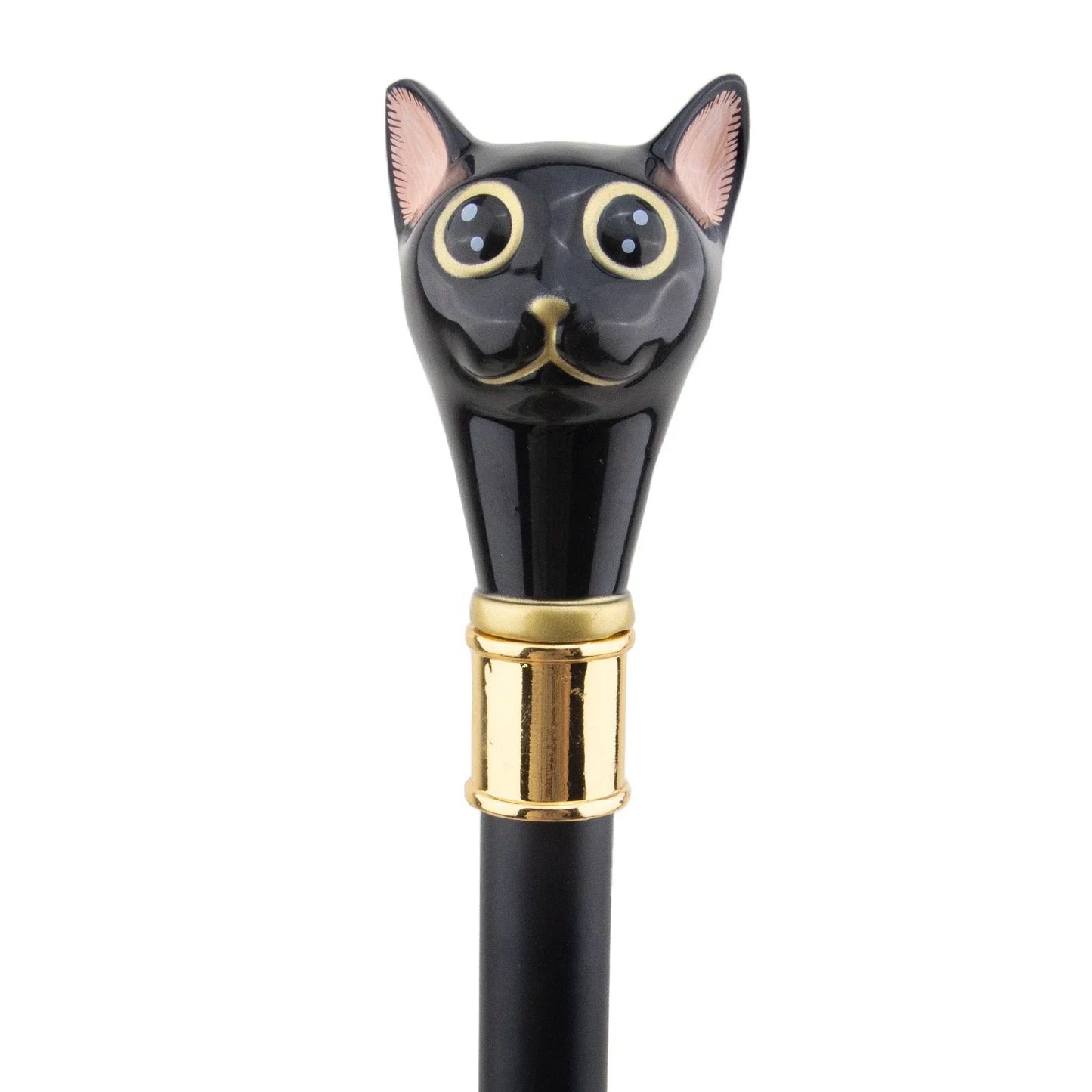 Black Golden Cat Gentleman Kitten Walking Cane  Walking Stick Gentleman Crosier Knob Walking Stick 93cm