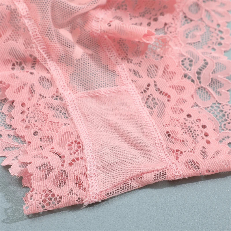 Women's Lace Underwear 3-Piece Set - Floral Hollow Out Briefs