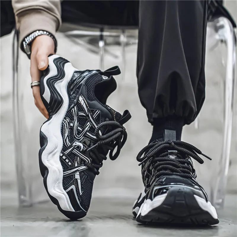 Men's Casual Platform Breathable Sports Shoes Lace Up Sneakers