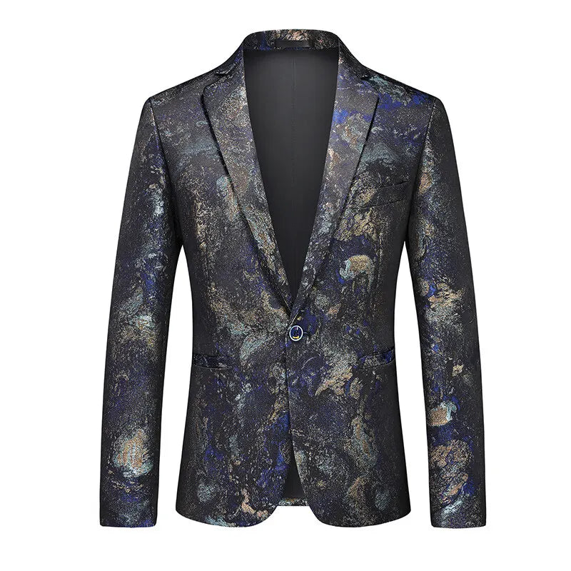 Men's Single Button Blazer - Slim Fit Smart Casual Suit Jacket