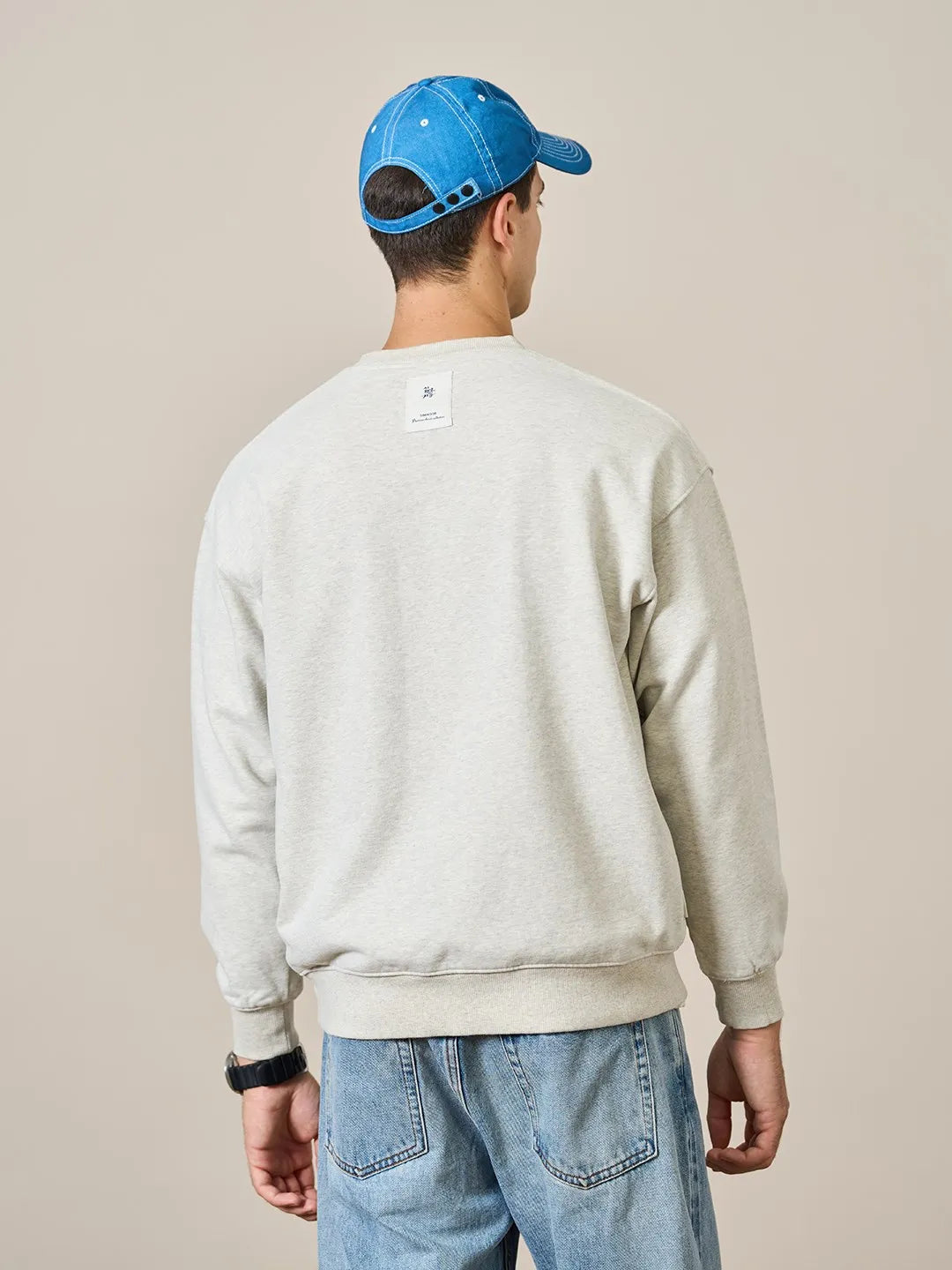 Men's Heavyweight Oversized Letter Embroidery Sweatshirt – 390g Cotton Pullover