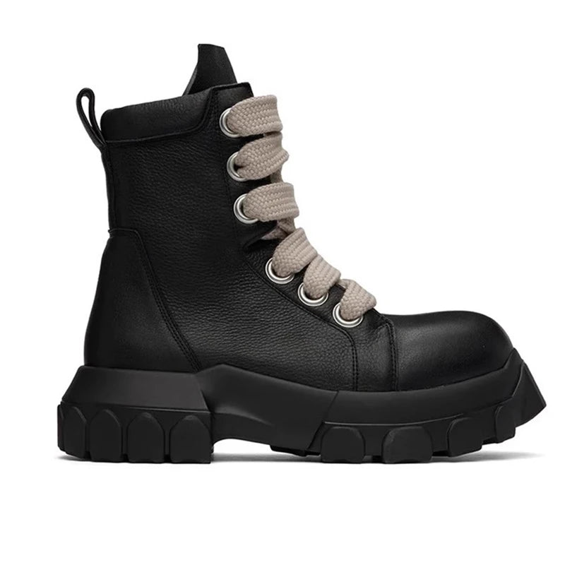 Men's Leather Platform Ankle Boots - Retro Skateboard Street Sneakers