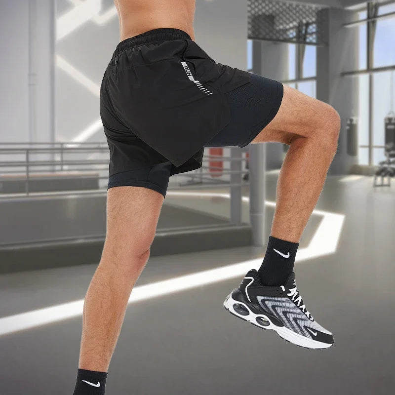 Men's Running Shorts Gym Sports Shorts 2 In 1 Quick Dry Workout Training Gym Fitness Jogging Shorts