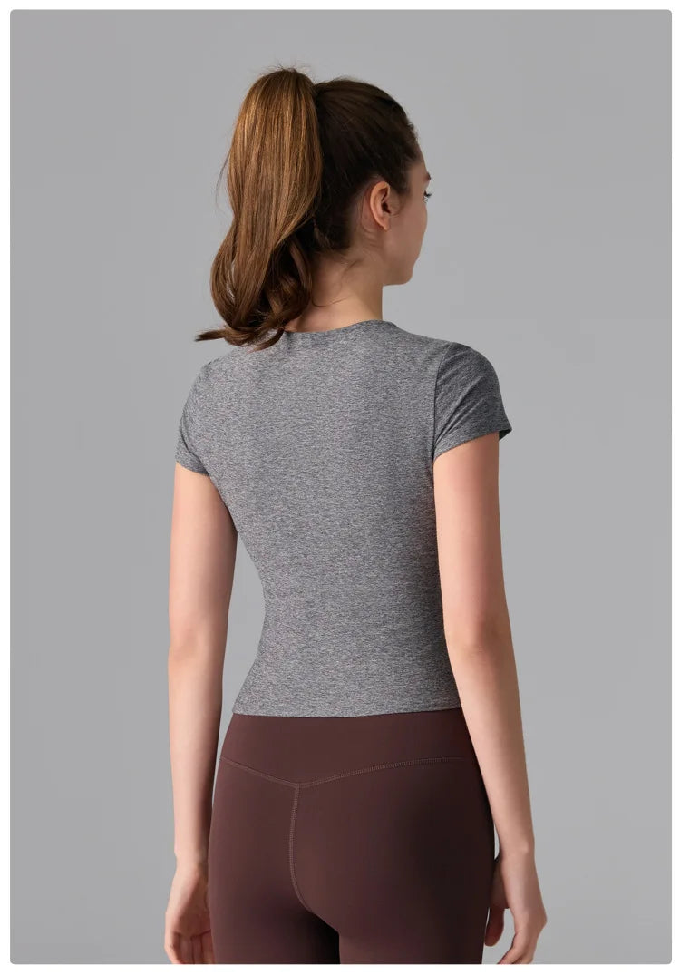 Women's Quick-Dry Yoga T-Shirt - Breathable Slim Fit Athletic Top