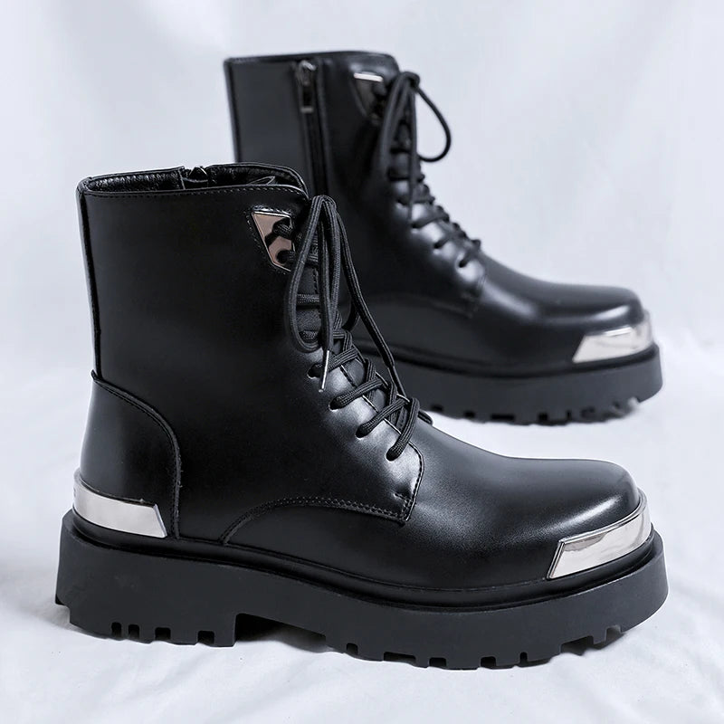 Men's Platform Casual Business Genuine Leather Ankle Boots