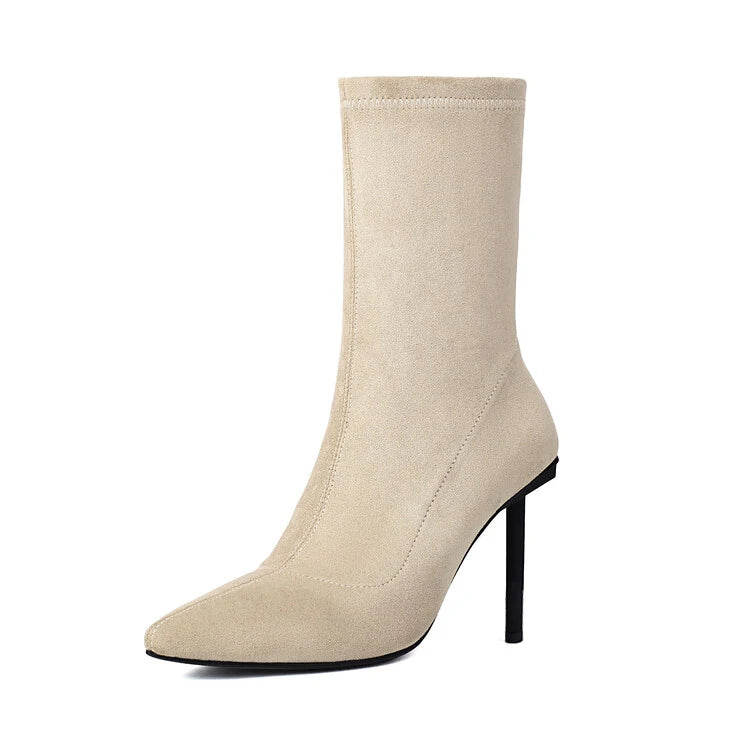 Suede Elastic Ankle Boots
