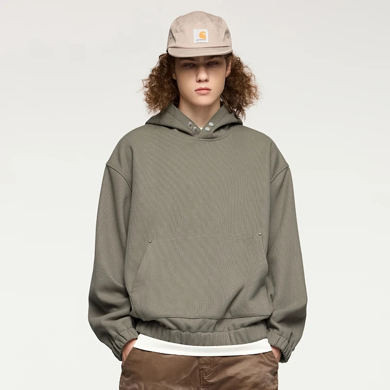 Men's Heavyweight Fleece Crop Boxy Premium Cozy Hooded Sweatshirt