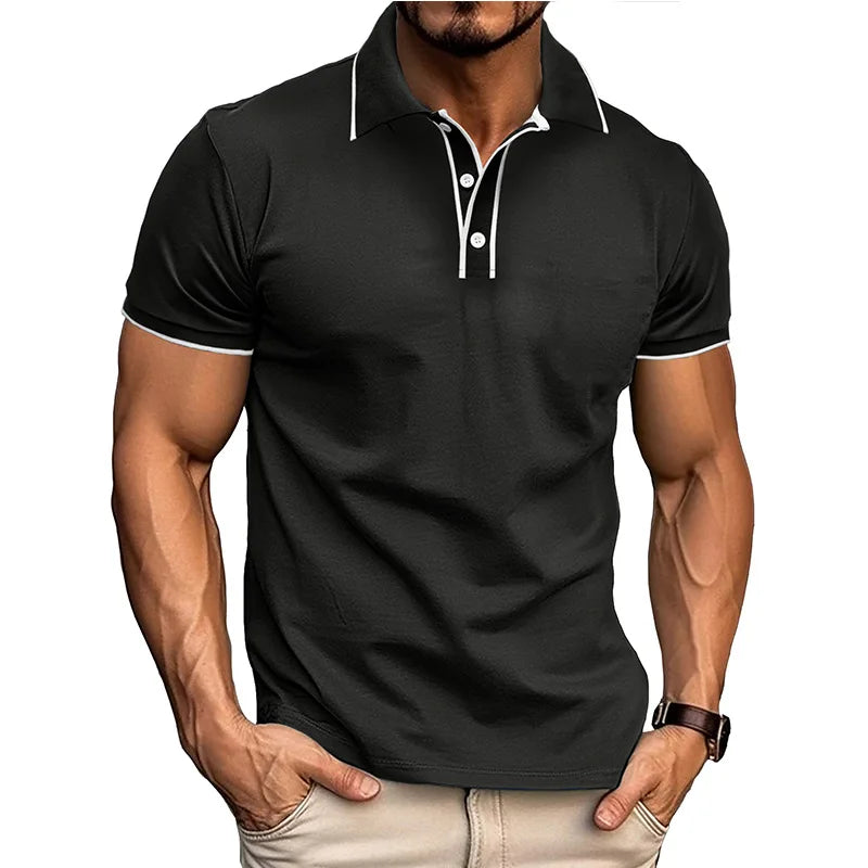 Men's Summer Smart Casual  Turn Down Collar Short Sleeve Polo Shirt