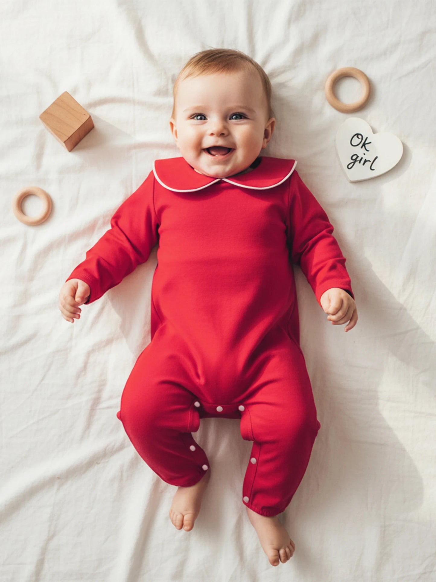 Baby Girls Boys Autumn Winter Long Sleeve Doll Collar Snap Closure Romper Jumpsuit