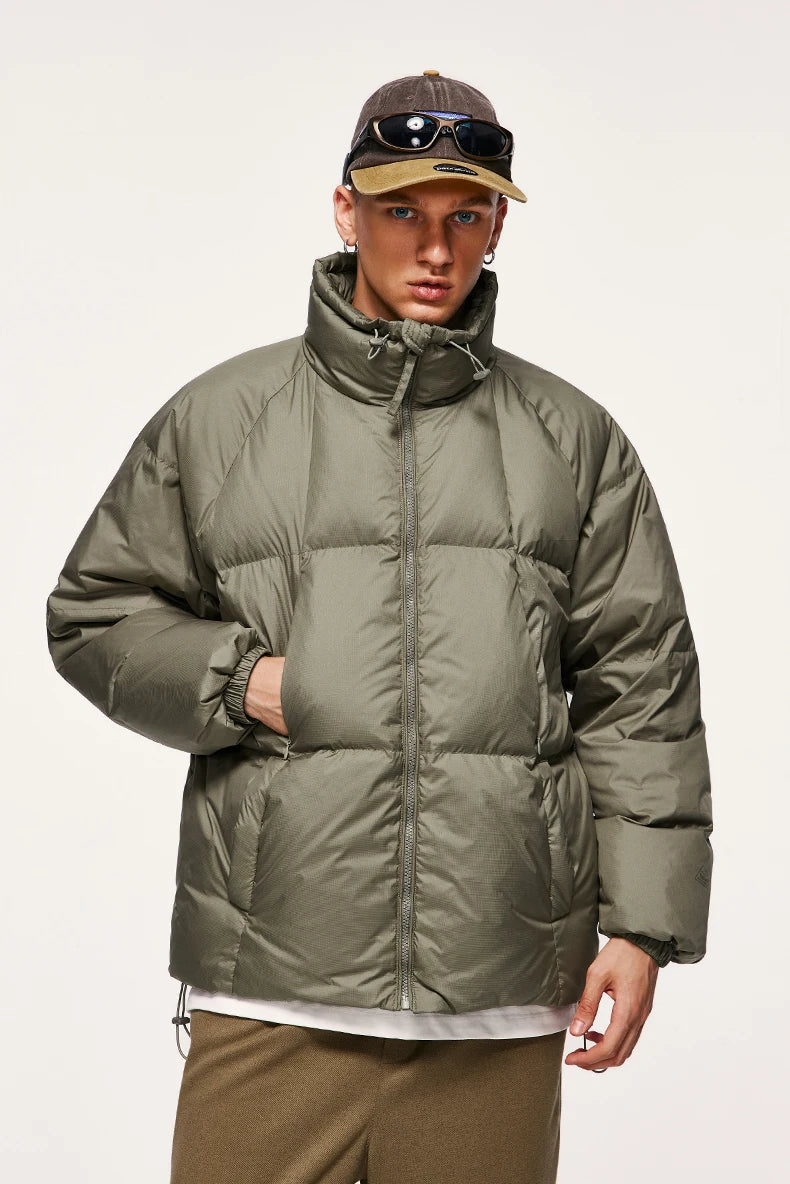 Minimalist Down Jacket Unisex - 90% Down Fill High Collar Winter Outerwear