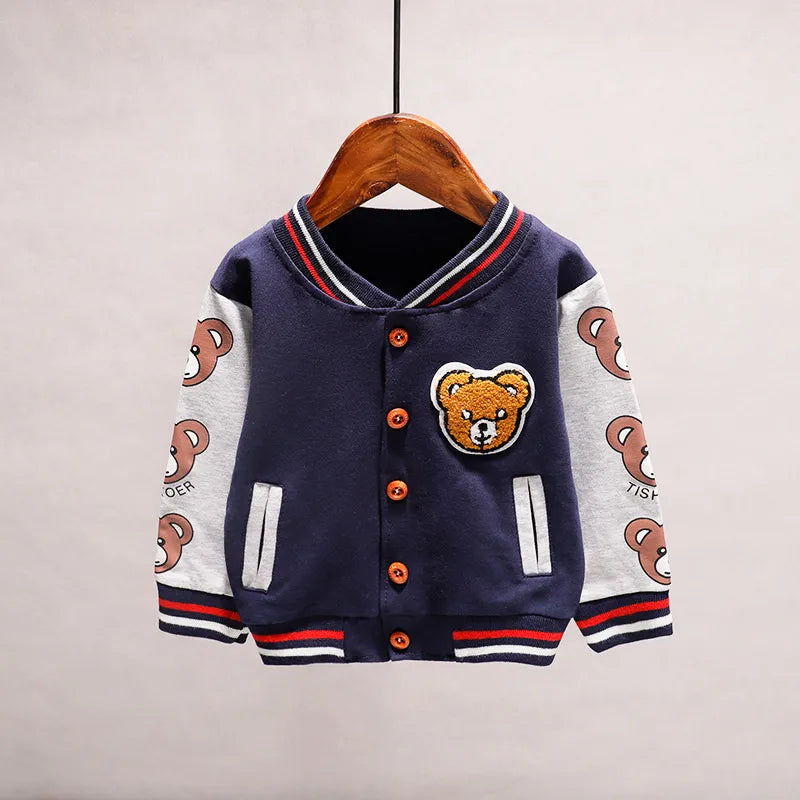 Children's Cotton Cartoon Varsity Jacket