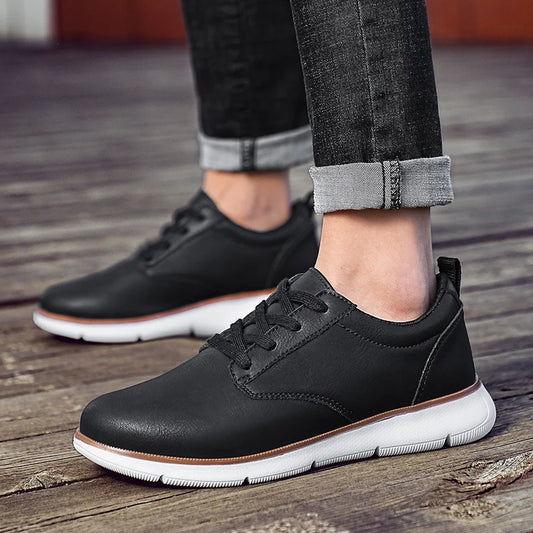 Men's Casual Leather Lace-up Flat British Comfortable Shoes