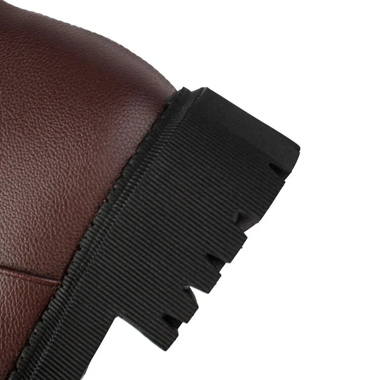 Faux Suede Ankle Boots - 5cm Flat Heel with Belt Buckle Detail