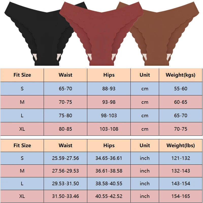 Women's 5Pcs Ice Silk Ruffles Underwear V Waist Panties Seamless Low-Waist Briefs  Comfortable Lingerie