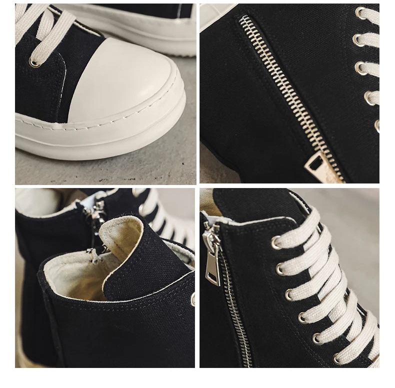 Unisex High-Top Leather Sneakers - Lace-Up Ankle Boots
