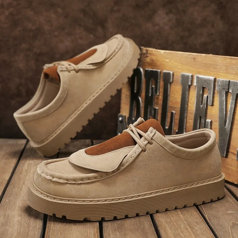 Men's Casual Platform Sneakers - Lace-Up Tennis Sports Shoes