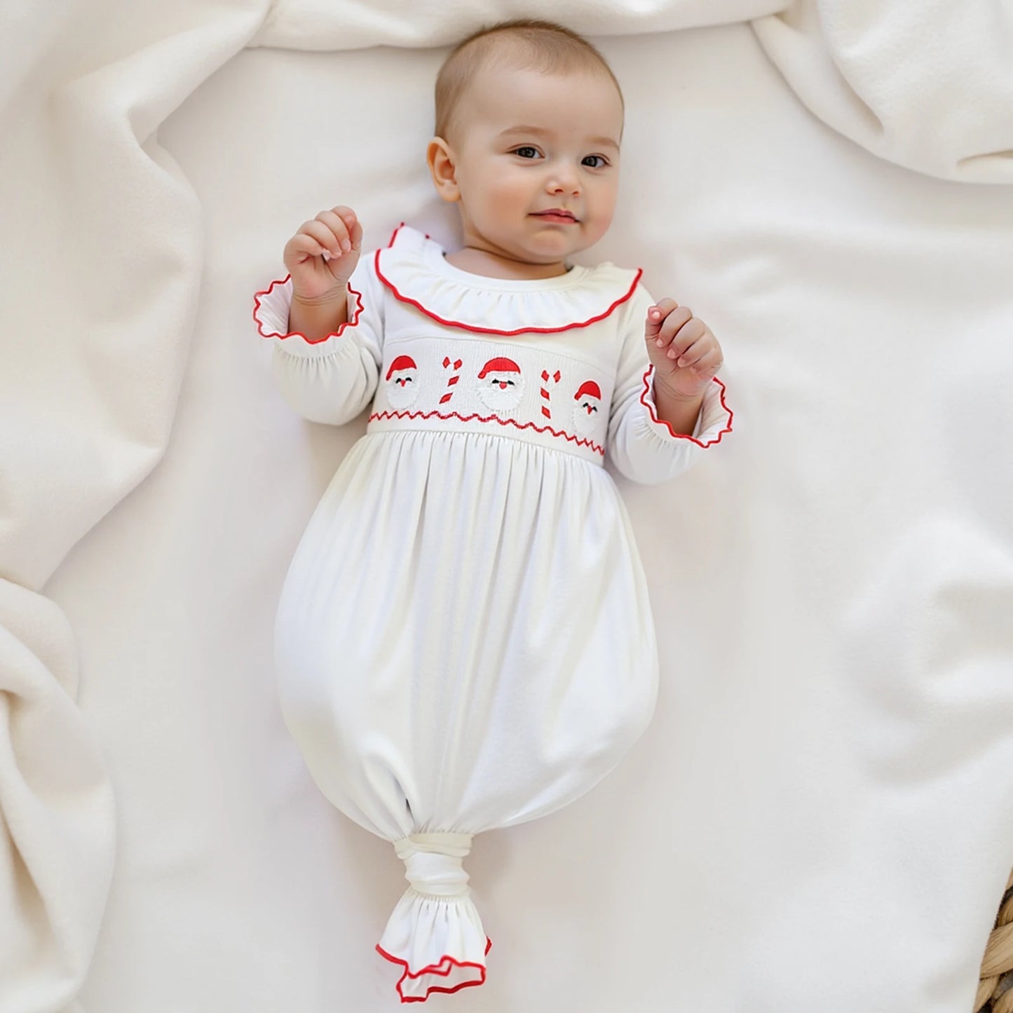 Newborn Baby Christmas Romper - Embroidery Long Sleeve Autumn Winter Set (0-3M)