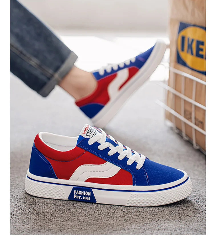Men's Canvas Skateboard Sneakers - Lace-Up Casual Trainers