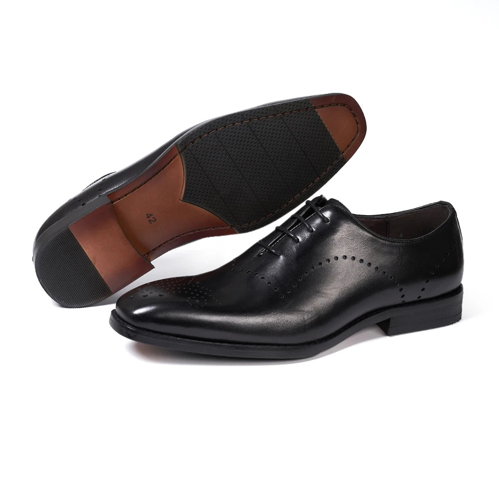 Men's Brogue Italian Genuine Leather Formal Classic Lace-Up Office Oxford Shoes
