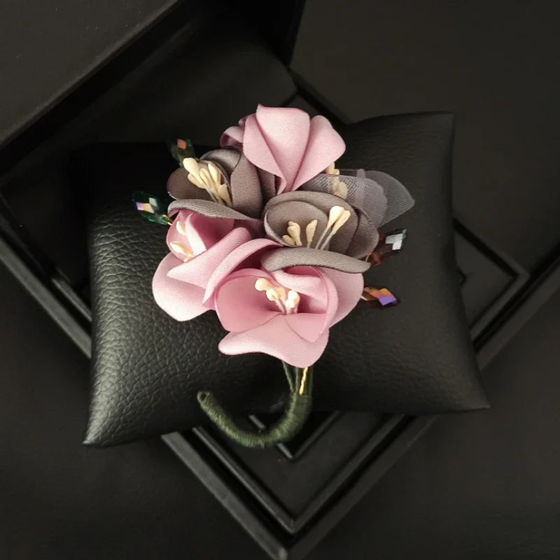 Elegant Fabric Flower Brooch Pin - Handmade Corsage for Women