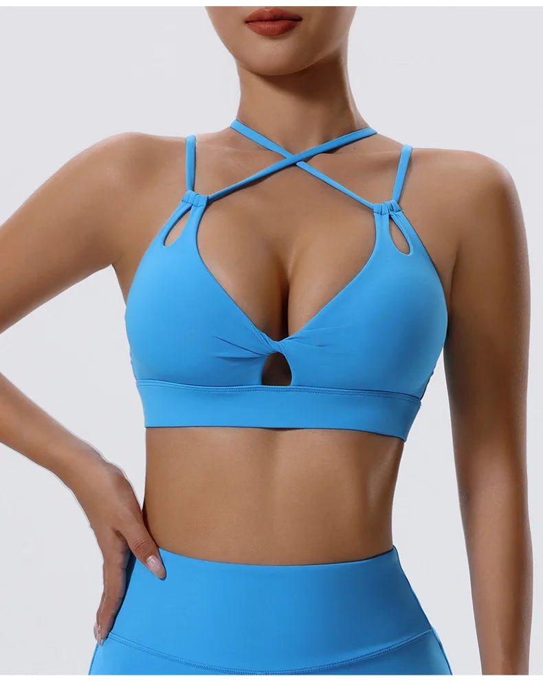 Women's High Impact Push-Up Sports Bra – Open Back Gym Crop Top