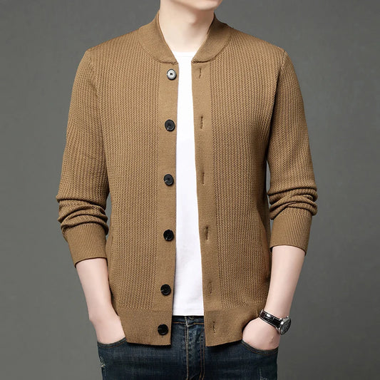 Men's Baseball Collar Knit Cardigan