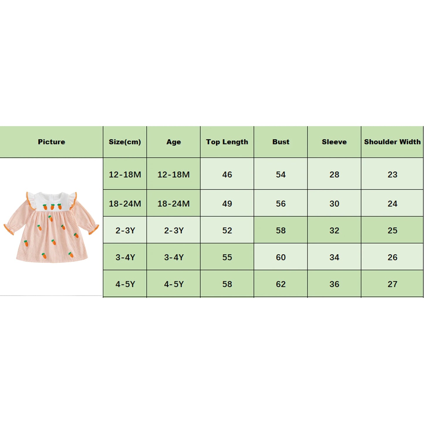 Striped Carrot Embroidered Easter Dress - Girls Long Sleeve A-Line Dress